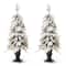 2 Pack 4ft. Pre-Lit Flocked Red Berry Fir Artificial Christmas Porch Tree in Urn, Warm White Lights
